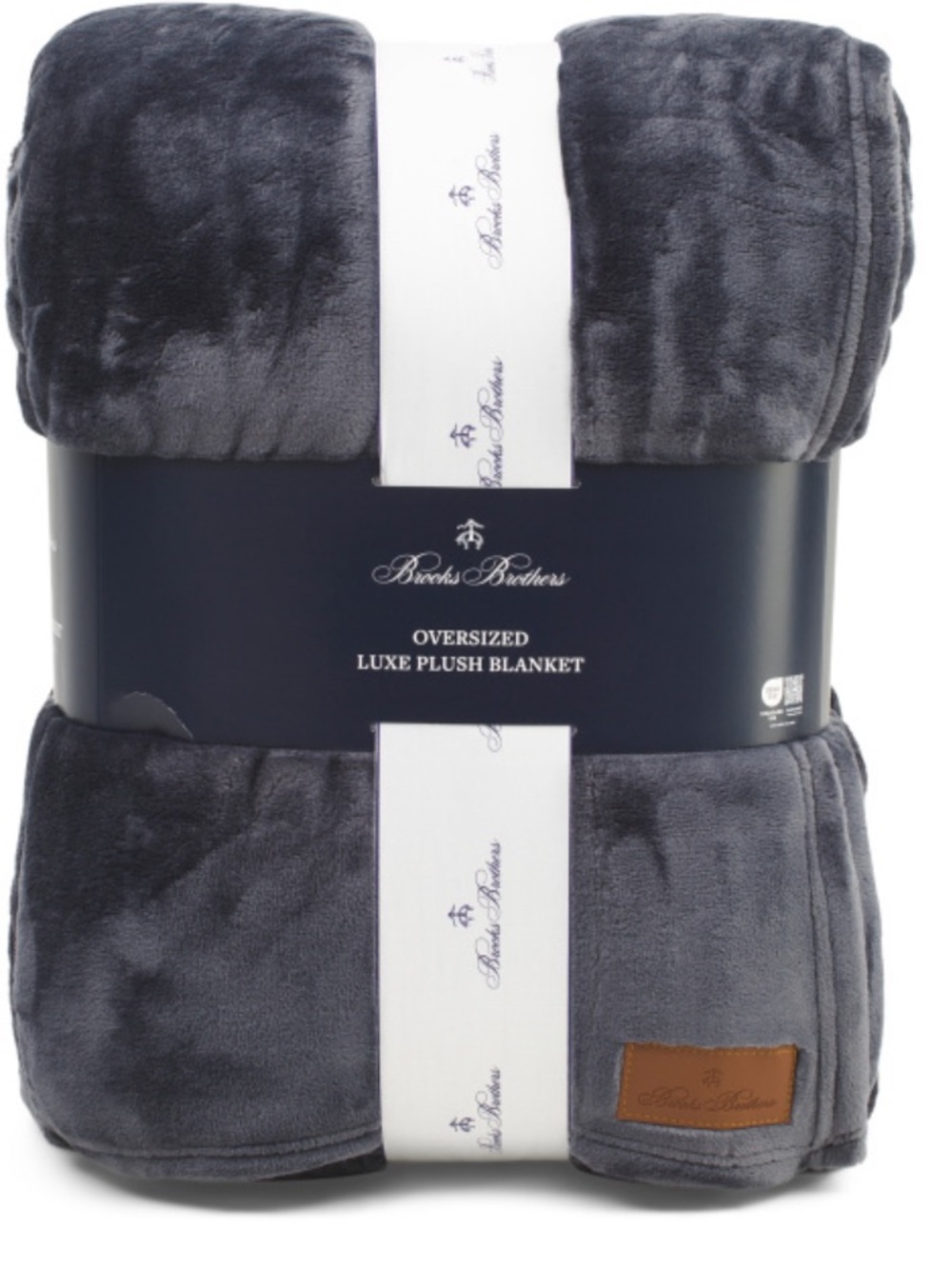 BROOKS BROTHERS Navy Blue Fleece Blanket